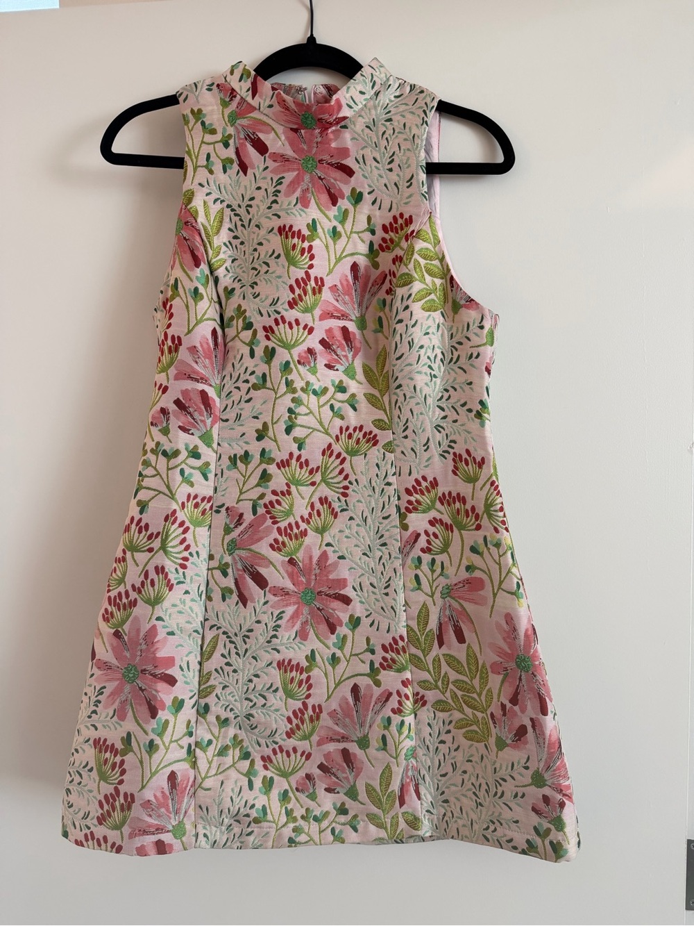 Sleeveless Pink Floral Mini Dress